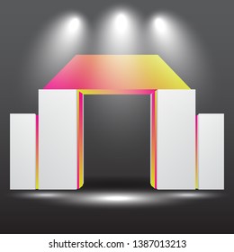 exhibition stand Gate entrance  vector with for mock up event display with spotlights
