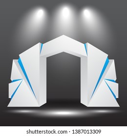 exhibition stand Gate entrance  vector with for mock up event display with spotlights