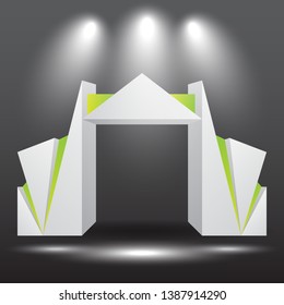 exhibition stand Gate entrance  vector with for mock up event display with spotlights