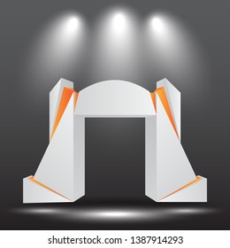 exhibition stand Gate entrance  vector with for mock up event display with spotlights