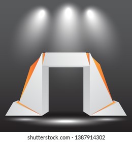 exhibition stand Gate entrance  vector with for mock up event display with spotlights