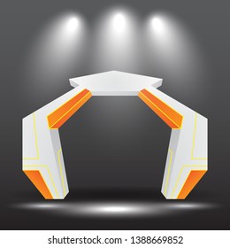 exhibition stand Gate entrance  vector with for mock up event display with spotlights