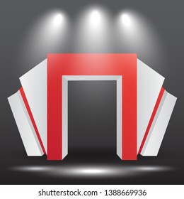 exhibition stand Gate entrance  vector with for mock up event display with spotlights