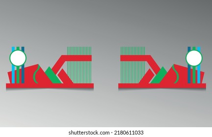 vector de entrada de la puerta de la exposición con para la presentación de eventos de simulación, diseño de arco Vector de material