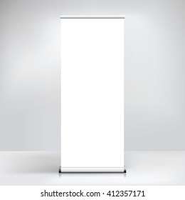 Exhibition stand roll-up banner template vector