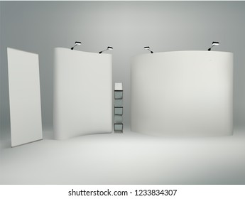 exhibition stands 3d rendering illustration vector