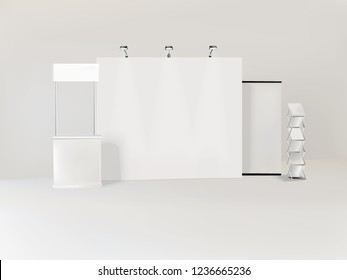 exhibition stands 3d rendering illustration vector
