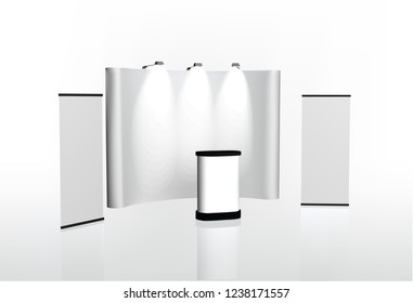 exhibition stands 3d rendering illustration vector