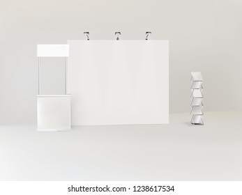 exhibition stands 3d rendering illustration vector
