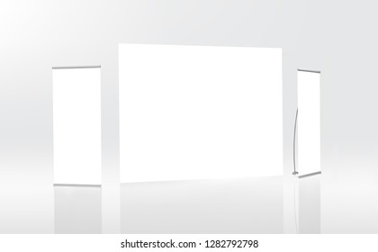 exhibition stands 3d rendering illustration vector