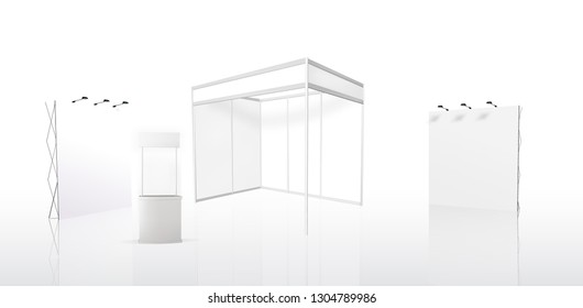 exhibition stands 3d rendering illustration vector
