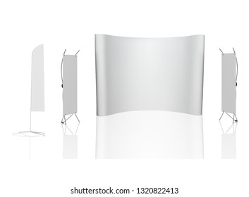 exhibition stands 3d rendering illustration exhibition expo vector