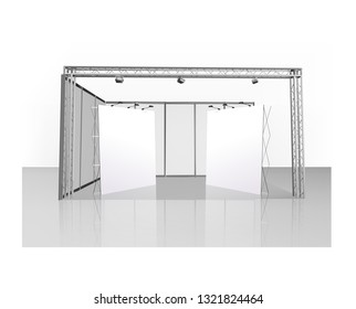 exhibition stands 3d rendering illustration exhibition expo vector