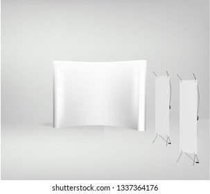 exhibition stands 3d rendering illustration exhibition expo vector