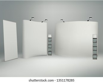 exhibition stands 3d rendering illustration exhibition expo vector