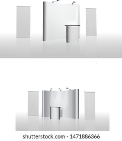 exhibition stands 3d rendering illustration vector