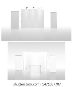 exhibition stands 3d rendering illustration vector