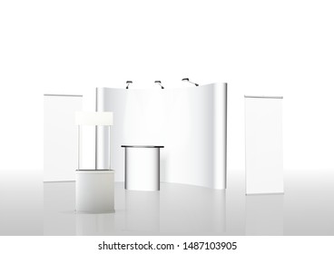 exhibition stands 3d rendering illustration vector