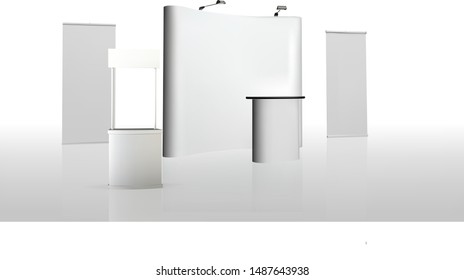 exhibition stands 3d rendering illustration vector
