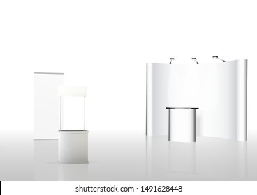 exhibition stands 3d rendering illustration vector