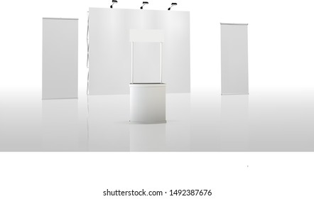 exhibition stands 3d rendering illustration vector
