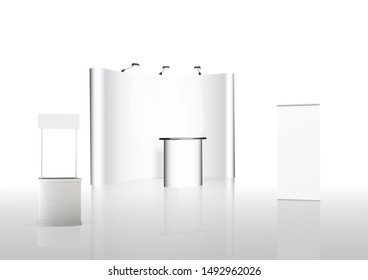 exhibition stands 3d rendering illustration vector