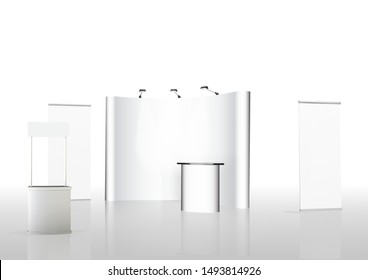 exhibition stands 3d rendering illustration vector