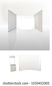 exhibition stands 3d rendering illustration vector