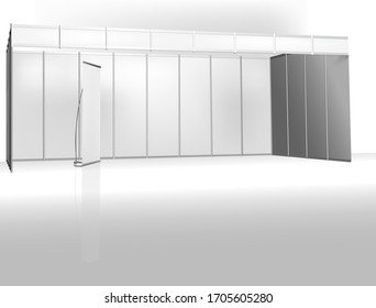 exhibition stands 3d rendering illustration vector