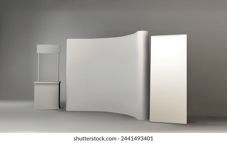 exhibition stands 3d rendering illustration vector