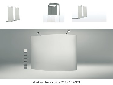 exhibition stands 3d rendering illustration vector
