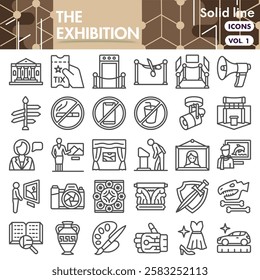 The exhibition symbols collection or sketches. exhibition opening bar theme icons in linear style signs for web and app. Vector graphics isolated on white background