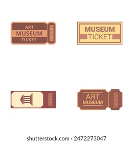 Exhibition ticket icons set cartoon vector. Ticket museum of history or art. Entertainment concept