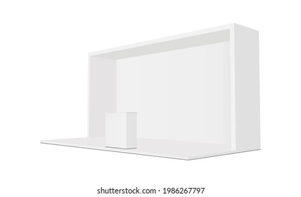 Exhibition Trade Show Booth with Demonstration Table, Side View. Vector illustration