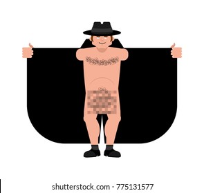 Exhibitionist Open Coat Isolated. Publicly Expose The Intimate Parts Of His Body. Vector Illustration

