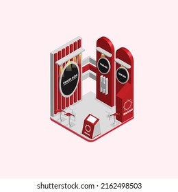 Parón de expositor mofa 3d vector premium vector vectorial isométrico Premium Vector
