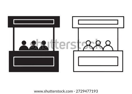 Exhibitor booth stand icons bundle set