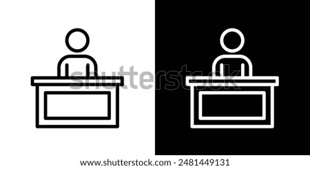 Exhibitor line icon vector illustration set.
