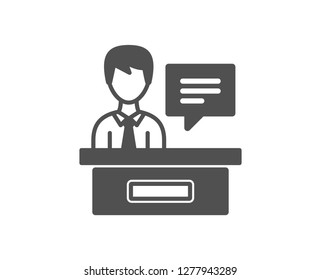 Exhibitors icon. Information desk sign. Quality design element. Classic style icon. Vector