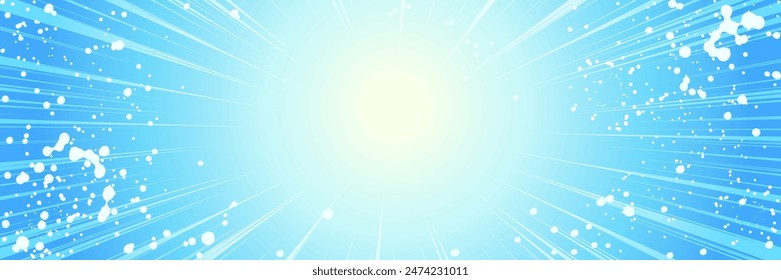 Exhilarating background illustration of splashes and blue concentrated lines