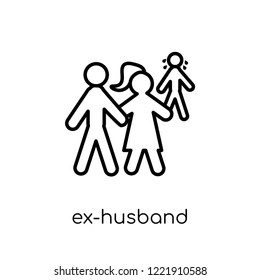 ex-husband icon. Trendy modern flat linear vector ex-husband icon on white background from thin line family relations collection, editable outline stroke vector illustration