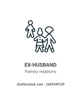 Ex-husband outline vector icon. Thin line black ex-husband icon, flat vector simple element illustration from editable family relations concept isolated stroke on white background