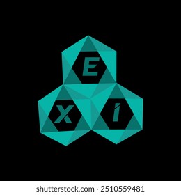 Logotipo de letra minimalista creativa EXI. Diseño único del logotipo de la letra del alfabeto de las iniciales del Vector de EXI
