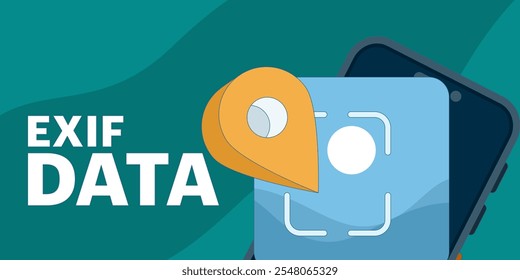 Concepto de datos EXIF que destaca los metadatos de Imagen, las Configuraciones de la cámara y los detalles de la foto, como la fecha, la hora, la exposición y la geolocalización. Importante para fotógrafos y gestión de activos digitales.	
