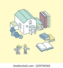 Existence of familiar books. life surrounded by documents