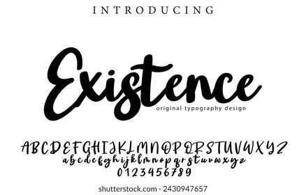 Existence Font Stylish brush painted an uppercase vector letters, alphabet, typeface