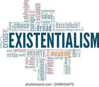 Existentialism word cloud conceptual design isolated on white background.