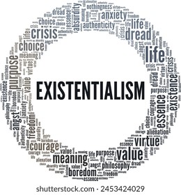 Existentialism word cloud conceptual design isolated on white background.