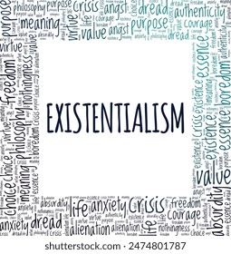 Existentialism word cloud conceptual design isolated on white background.