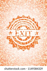 Exit abstract orange mosaic emblem
